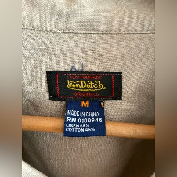 Vtg Y2K Von Dutch Safari Shirt Men M(fits like XL) Blend Cargo Pockets Logo - Picture 3 of 6